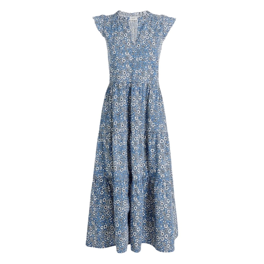 J. Crew Blue Floral Midi Dress